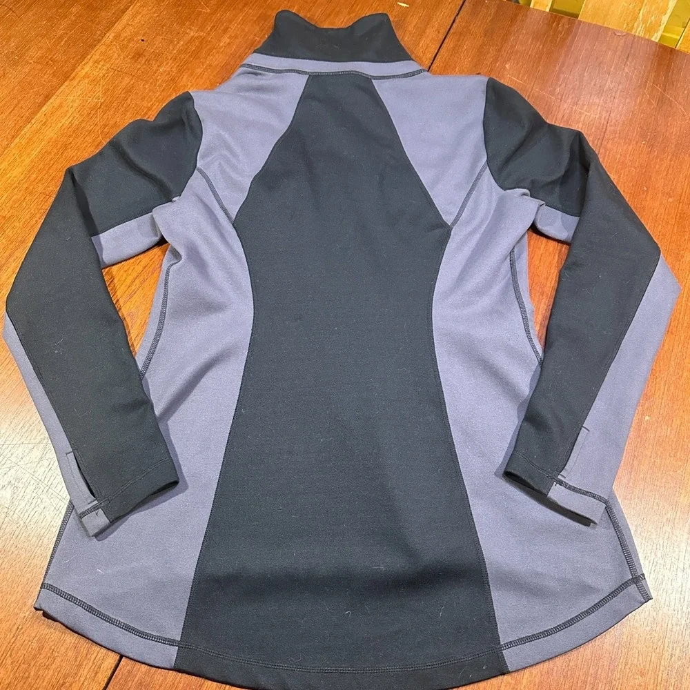 CAbi Jacket Womens Sz‎ M Dash Asymmetric Track Black Gray Pockets Full Zip